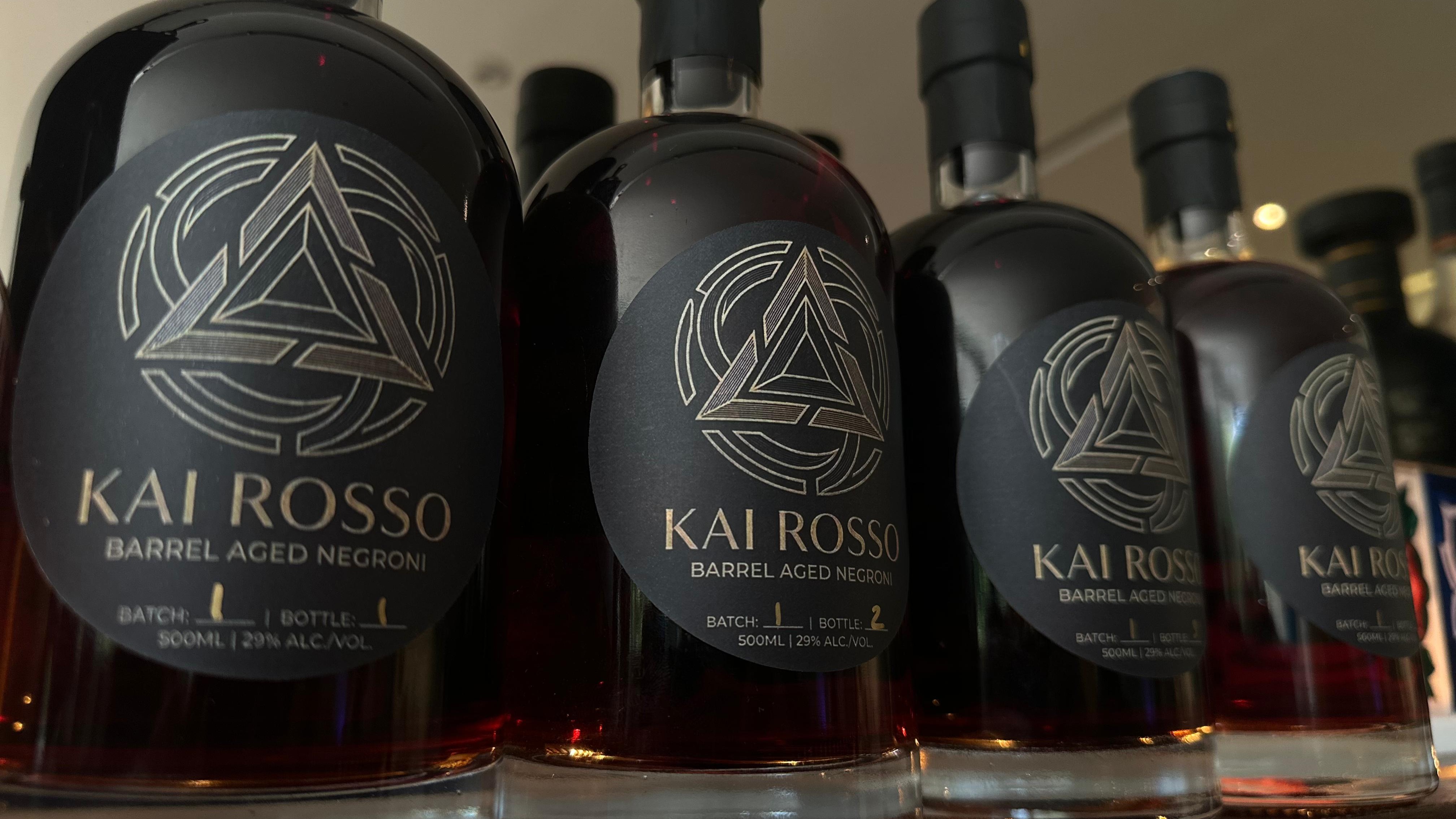 The Kai Rosso bottles, lined up.