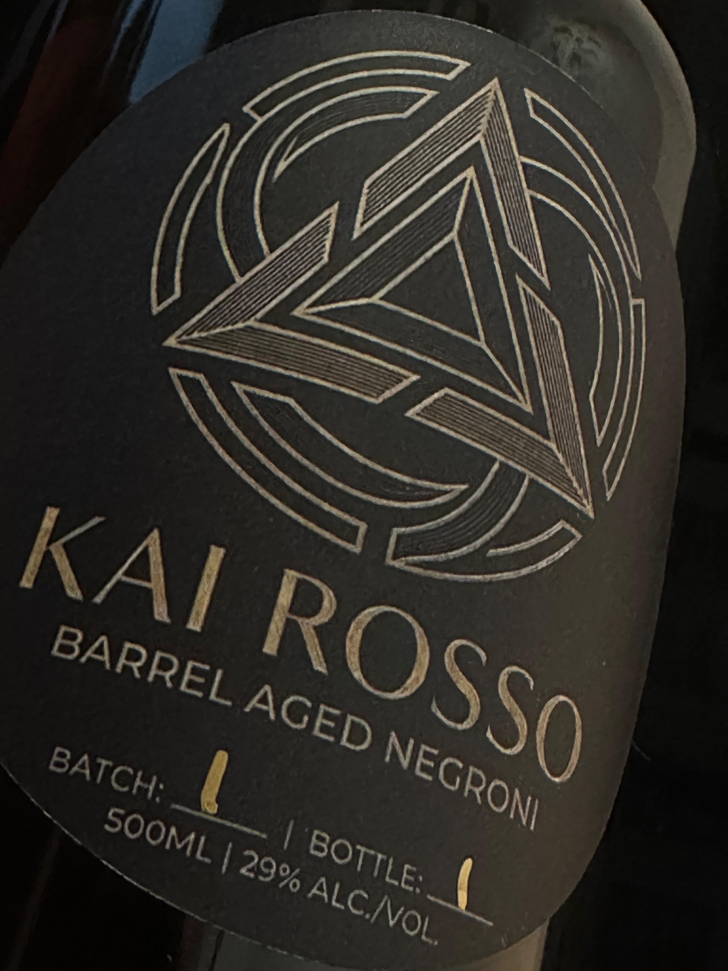 The Kai Rosso label, close-up.